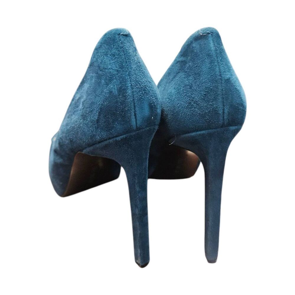 Nine West Teal Blue Suede Leather Heels Womens size 10.5 - Picture 6 of 9